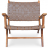 Buy Lounge Chair with Armrests - Boho Bali Design Chair - Wood and Leather - Recia Brown 60466 at Privatefloor