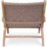 Buy Lounge Chair with Armrests - Boho Bali Design Chair - Wood and Leather - Recia Brown 60466 - in the UK