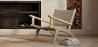 Armchair with Armrests - Boho Bali Design Armchair - Wood and Linen - Recia image 7
