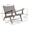 Armchair with Armrests - Boho Bali Design Armchair - Wood and Linen - Recia image 7