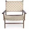 Buy Lounge Chair with Armrests - Boho Bali Design Chair - Wood & Linen - Recia Beige 60467 in the United Kingdom