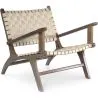 Armchair with Armrests - Boho Bali Design Armchair - Wood and Linen - Recia image 7