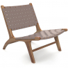 Buy Lounge Chair - Boho Bali Design Chair - Wood and Leather - Recia Brown 60469 - in the UK
