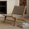 Armchair - Boho Bali Design Armchair - Wood and Leather - Recia image 7