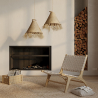 Buy Lounge Chair - Boho Bali Design Chair - Wood and Linen - Recia Beige 60470 in the United Kingdom