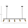 Buy Rail Ceiling Lamp - 5 Adjustable Gold Spotlights - 110CM Gold 60518 - in the UK
