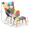 Buy Armchair with Footrest - Upholstered in Patchwork Fabric - Kontur Multicolour 60535 with a guarantee