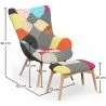 Armchair with Footrest - Upholstered in Patchwork Fabric - Kontur image 7