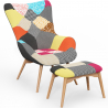 Buy Armchair with Footrest - Upholstered in Patchwork Fabric - Kontur Multicolour 60535 - in the UK