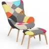 Armchair with Footrest - Upholstered in Patchwork Fabric - Kontur image 7