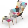 Armchair with Footrest - Upholstered in Patchwork Fabric - Kontur image 7