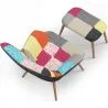 Armchair with Footrest - Upholstered in Patchwork Fabric - Kontur image 7