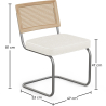 Buy Dining Chair with Armrests - Upholstered in Bouclé Fabric - Wood and Rattan - Birey White 60537 - prices