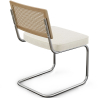 Buy Dining Chair with Armrests - Upholstered in Bouclé Fabric - Wood and Rattan - Birey White 60537 home delivery