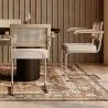Dining Chair with Armrests - Upholstered in Bouclé Fabric - Wood and Rattan - Birey image 7