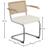 Buy Dining Chair with Armrests - Upholstered in Bouclé Fabric - Wood and Rattan - Birey White 60538 - prices