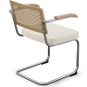 Buy Dining Chair with Armrests - Upholstered in Bouclé Fabric - Wood and Rattan - Birey White 60538 with a guarantee