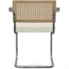 Dining Chair with Armrests - Upholstered in Bouclé Fabric - Wood and Rattan - Birey image 7