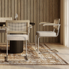 Buy Dining Chair with Armrests - Upholstered in Bouclé Fabric - Wood and Rattan - Birey White 60538 in the United Kingdom