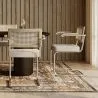 Dining Chair with Armrests - Upholstered in Bouclé Fabric - Wood and Rattan - Birey image 7