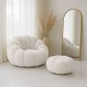 Upholstered Armchair with Ottoman - White Boucle - Rubi image 7