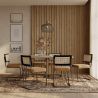 Pack Industrial Design Dining Table 150cm & 6 Rattan Dining Chairs - Velvet Upholstery - Puila image 7