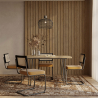 Pack Industrial Design Dining Table 120cm & 4 Rattan Dining Chairs - Velvet Upholstery - Puila image 7