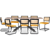 Buy Pack Industrial Design Wooden Dining Table (200cm) & 8 Rattan Dining Chairs - Upholstered in Velvet - Puila Mustard 60572 - prices
