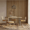 Buy Pack Industrial Design Dining Table 120cm & 4 Rattan Dining Chairs - Velvet Upholstery - Martha Mustard 60587 - in the UK