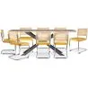 Pack Industrial Design Wooden Dining Table (200cm) & 8 Rattan Dining Chairs - Upholstered in Velvet - Martha image 7