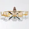 Pack Industrial Design Wooden Dining Table (200cm) & 8 Rattan Dining Chairs - Upholstered in Velvet - Martha image 7