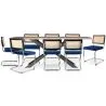 Pack Industrial Design Wooden Dining Table (200cm) & 8 Rattan Dining Chairs - Velvet Upholstery - Hyre image 7
