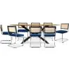 Pack Industrial Design Wooden Dining Table (220cm) & 8 Rattan Dining Chairs - Velvet Upholstery - Hyre image 7