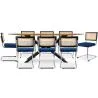 Pack Industrial Design Wooden Dining Table (220cm) & 8 Rattan Dining Chairs - Velvet Upholstery - Hyre image 7