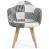 Dining Chair with Armrests - Upholstered in Patchwork - Black and White - Dominic image 7