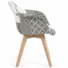 Dining Chair with Armrests - Upholstered in Patchwork - Black and White - Dominic image 7