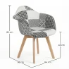 Dining Chair with Armrests - Upholstered in Patchwork - Black and White - Dominic image 7