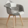Dining Chair with Armrests - Upholstered in Patchwork - Black and White - Dominic image 7