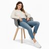 Dining Chair with Armrests - Upholstered in Patchwork - Black and White - Dominic image 7