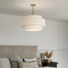 Buy Ceiling Pendant Lamp - Fabric Shade - Braichal Aged Gold 60680 in the United Kingdom