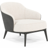 Buy Upholstered Armchair in Boucle Fabric - Luc White 60705 at Privatefloor