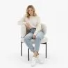 Pack of 4 - Dining Chair - Upholstered in Bouclé Fabric - Loraine image 7
