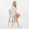 Stool Upholstered in Bouclé Fabric - Scandinavian Design - 66cm - Evelyne image 7