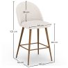Stool Upholstered in Bouclé Fabric - Scandinavian Design - 66cm - Evelyne image 7