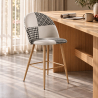 Patchwork Upholstered Stool - Scandinavian Style - Black and White - 66cm -  Evelyne image 7