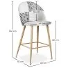 Patchwork Upholstered Stool - Scandinavian Style - Black and White - 66cm -  Evelyne image 7
