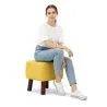 Square Footstool - Linen Upholstered - Wood - Nor image 7