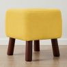 Square Footstool - Linen Upholstered - Wood - Nor image 7