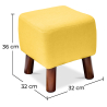 Buy Square Footstool - Linen Upholstered - Wood - Nor Yellow 55340 in the United Kingdom