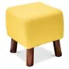Square Footstool - Linen Upholstered - Wood - Nor image 7